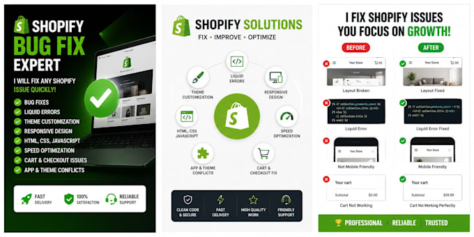 fix shopify bugs, theme issues, liquid errors and responsive design