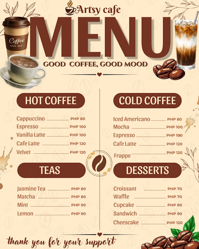 design premium coffee shop menu