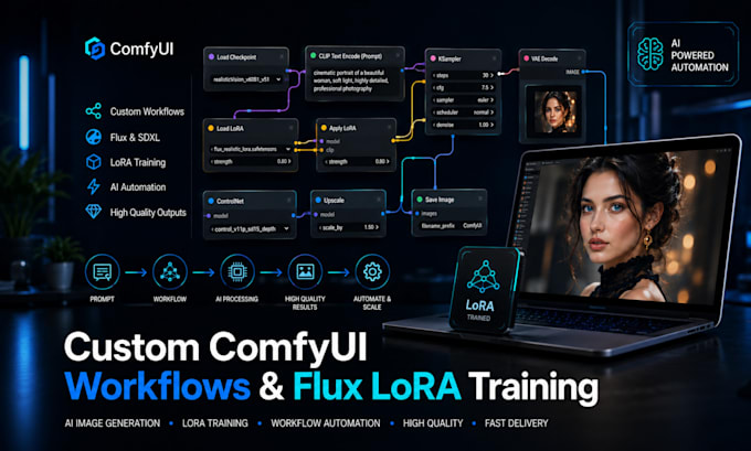 create custom comfyui workflows, flux lora training, comfy ui stable diffusion
