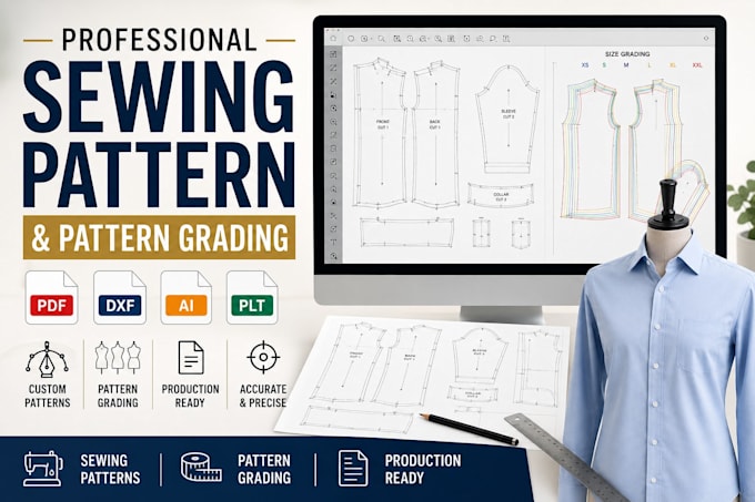 make sewing pattern, clothing pattern, grading and PDF cad pattern files