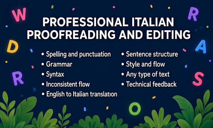 professionally proofread and edit any italian text