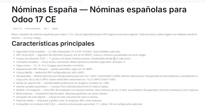 nominas españa odoo community 17