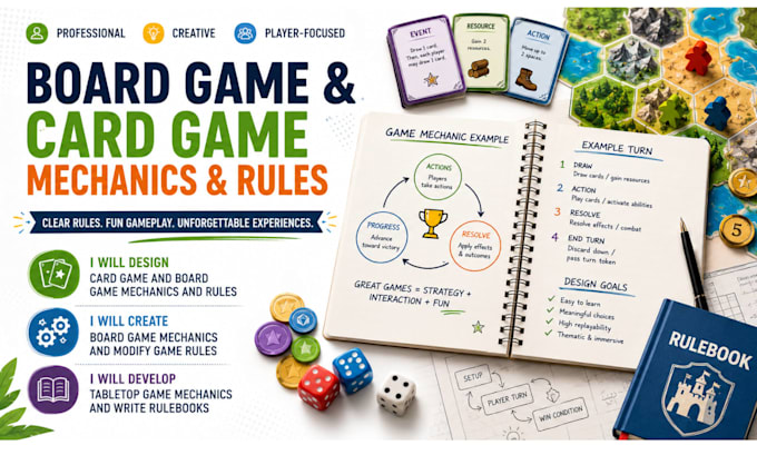 develop your card game mechanics and design your board game concept