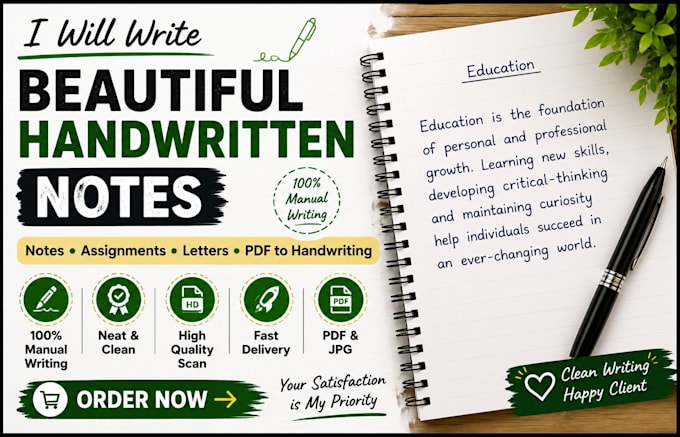 write handwritten notes, letters, assignments and documents