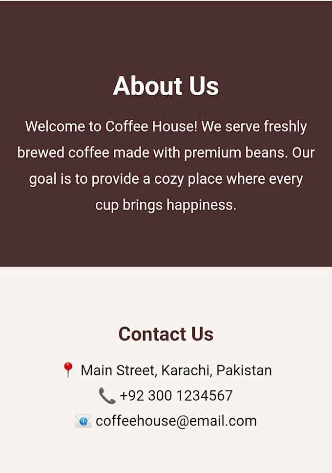 create a responsive coffee shop website using HTML and CSS