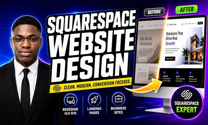 design or redesign your squarespace website, squarespace web design landing page