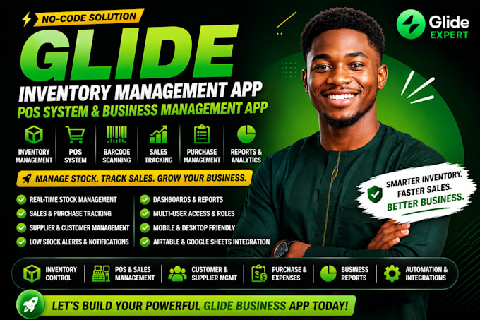build glide inventory management app, glide pos and business management app
