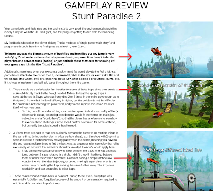 review your game and provide professional gameplay feedback