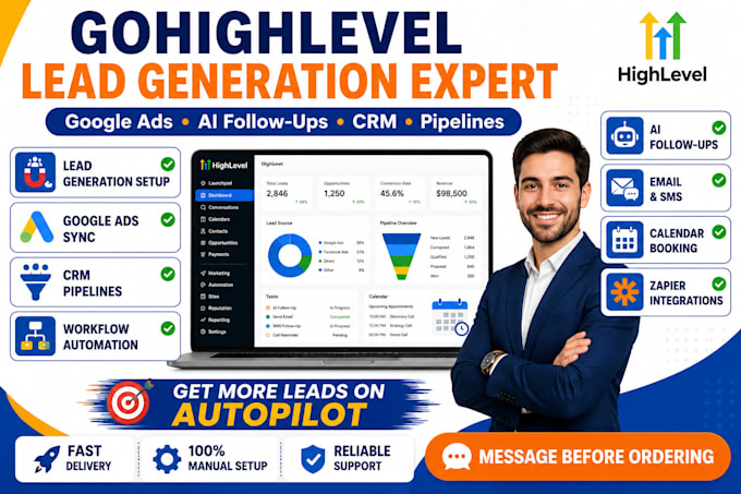 do gohighlevel lead generation setup google ads sync ai follow ups pipelines