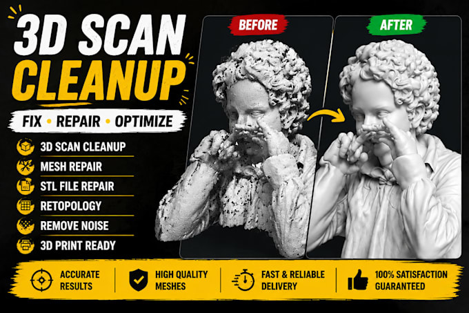 fix edit modify 3d scan cleanup mesh cleanup fix stl file retopology removenoise