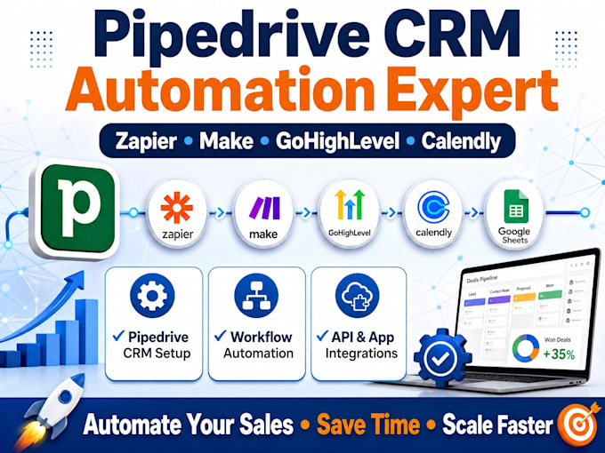 pipedrive crm setup zapier make automation gohighlevel calendly google sheets