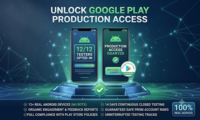 provide 12 android testers for google play console closed testing