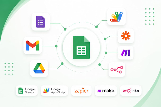 google sheets crm data entry apps script API make com, zapier, n8n ai automation
