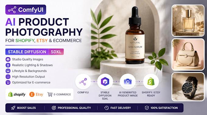 do comfyui product photography for shopify etsy ecommerce stable diffusion sdxl