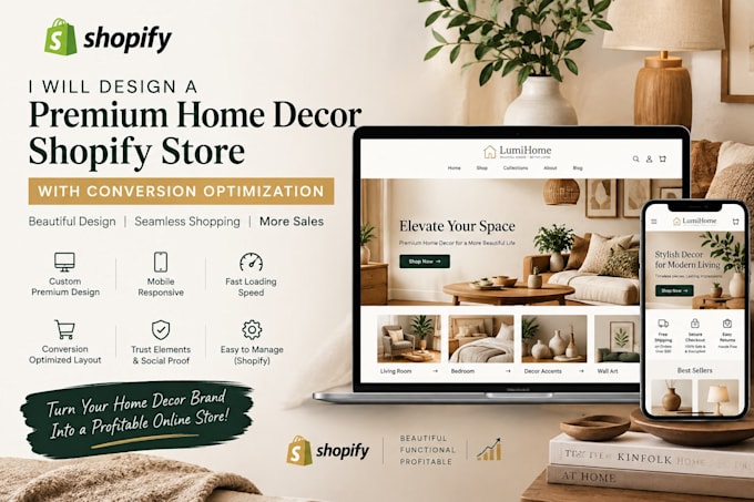 design a premium home decor shopify store with conversion optimization