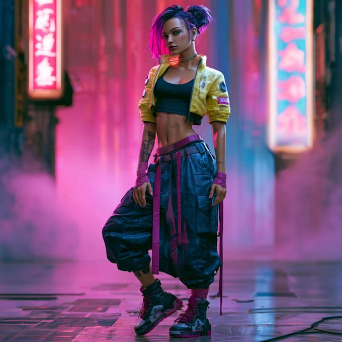 cyberpunk female character desing