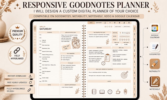 do etsy digital planner, etsy digital products, hyperlinked planner, etsy shop