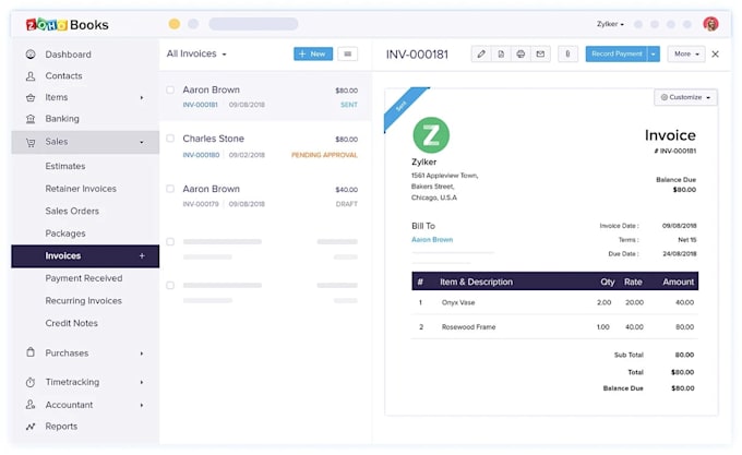 setup and configure zoho books along with data migration