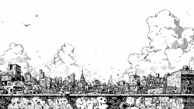 draw professional black and white ink illustration
