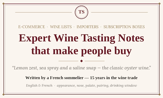 write expert wine tasting notes for your ecommerce or wine list