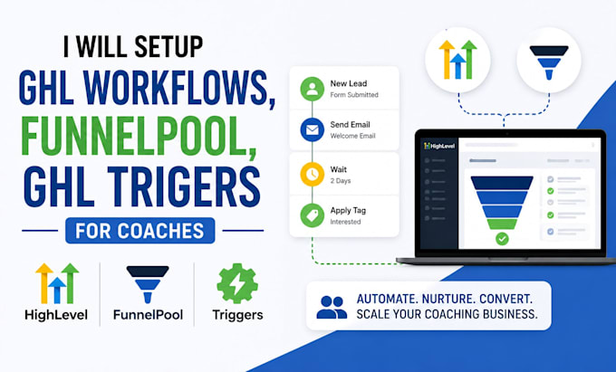 setup ghl workflows, funnelpool, ghl triggers for coaches