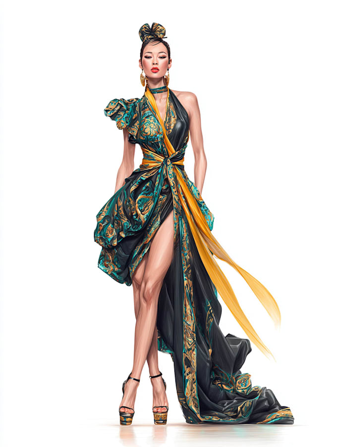 create custom fashion illustrations, clothing sketches