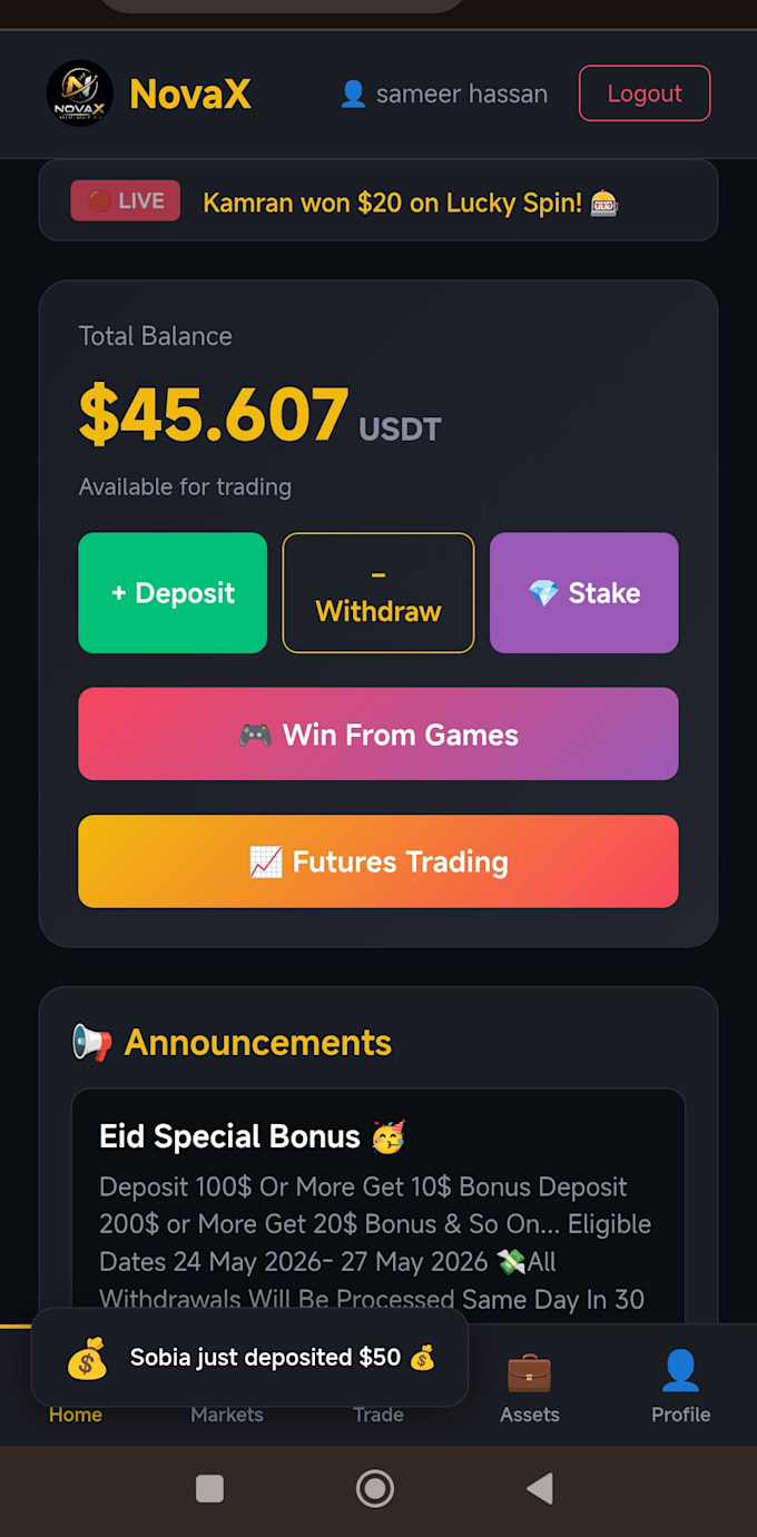 create mini crypto exchange app