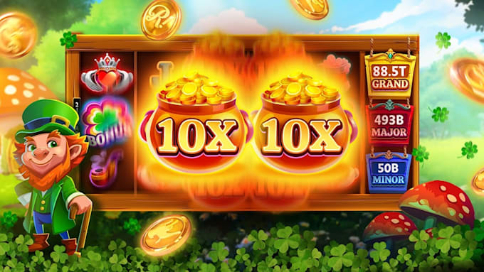 design stunning slots game UI graphics and animation, icon