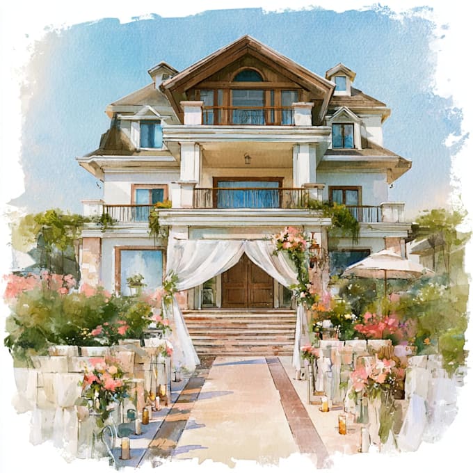 draw watercolor wedding venue
