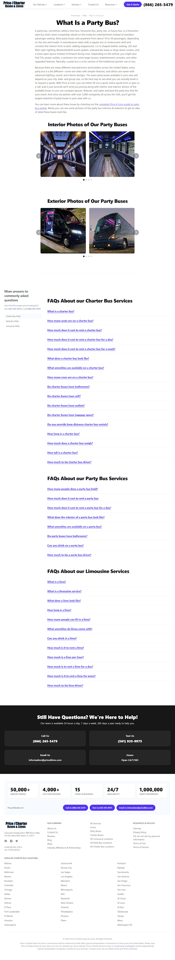 design a modern party bus rental wordpress website