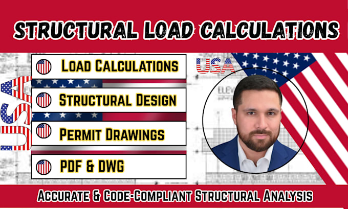 do structural load calculations for beams, slabs, columns, and foundations