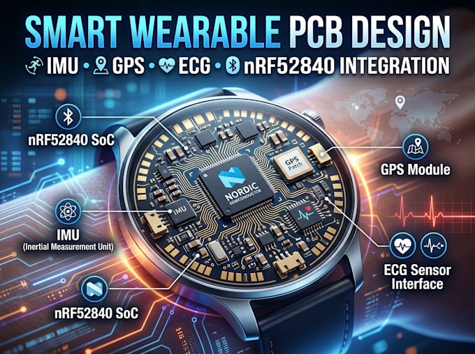 design smart wearable pcb with imu gps ecg and nrf52840