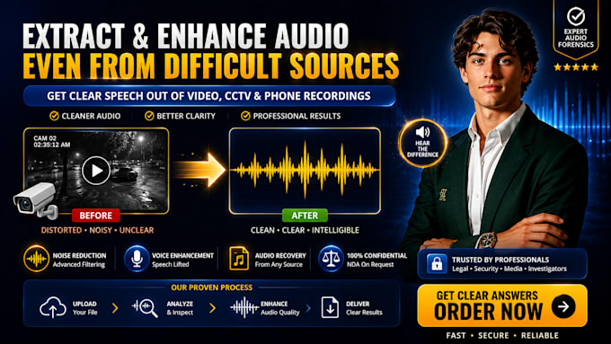 extract and enhance clear audio from video, cctv or phone