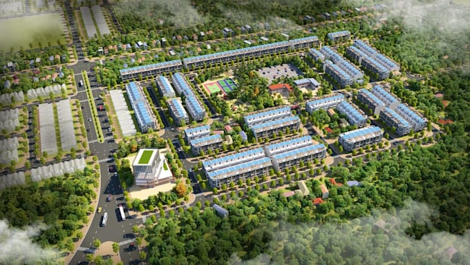 design residential masterplan 3d aerial site plan housing development rendering