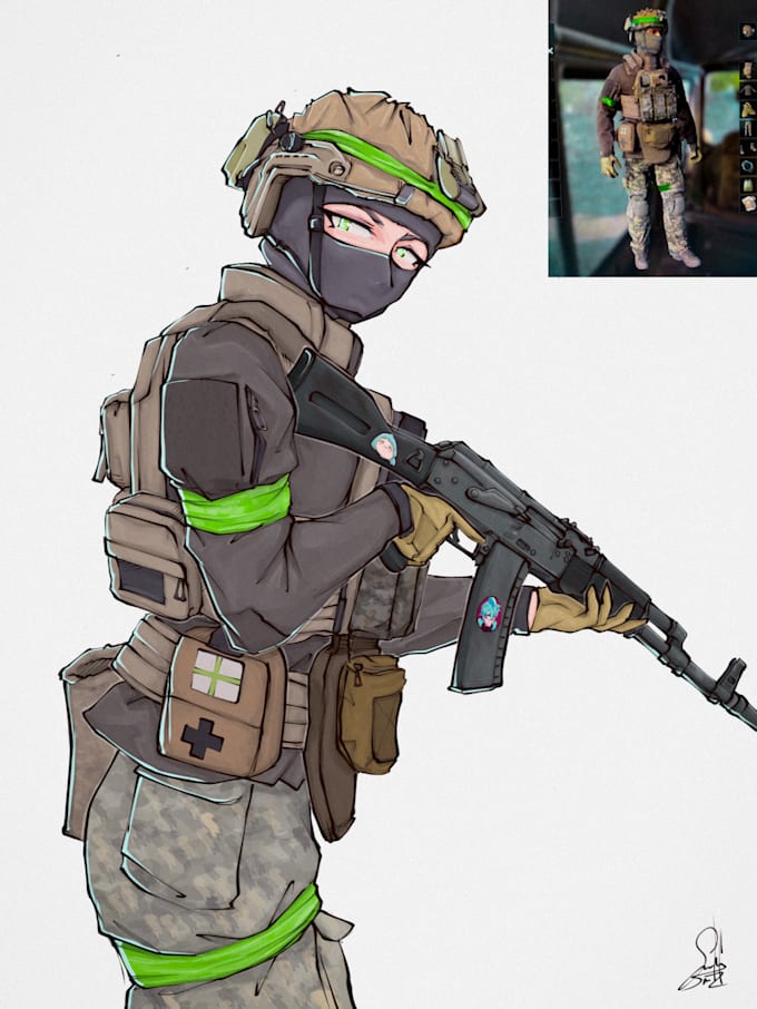 draw custom tactical military or stylized character art