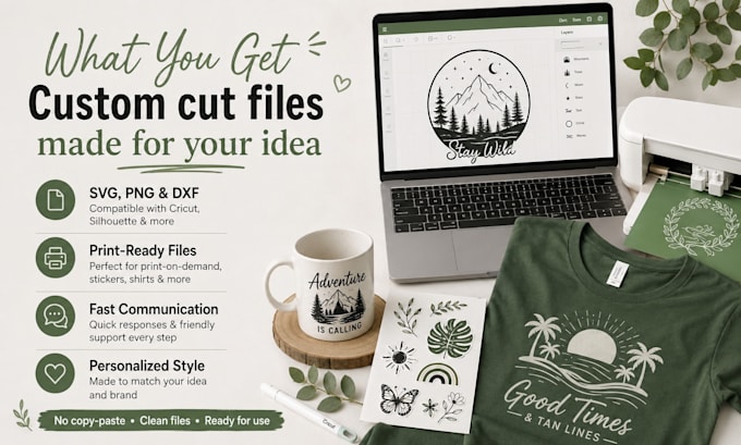 create custom svg png dxf cut files for cricut and glowforge