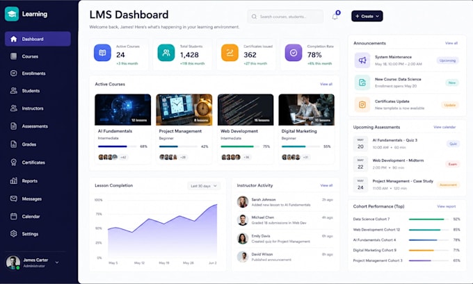 develop a custom lms learning management system