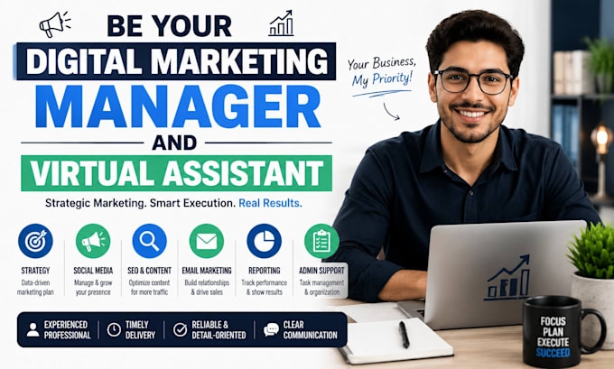 be your digital marketing manager and virtual assistant