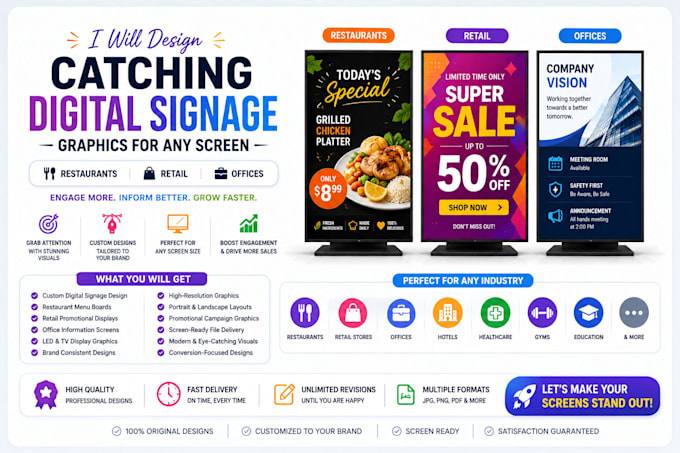 design catching digital signage graphics for any screen restaurants retail