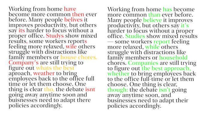proofread and edit your writing for grammar and clarity
