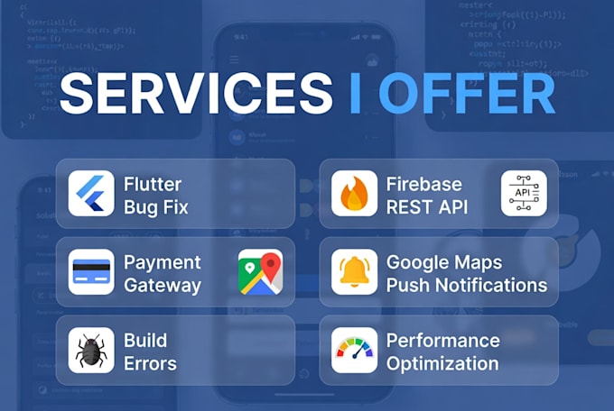 fix flutter bugs, errors, firebase issues and API integration