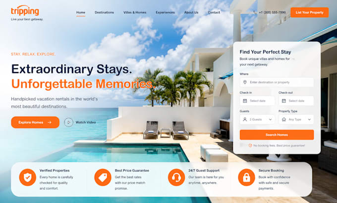 build property booking website vacation rental website short term rental website