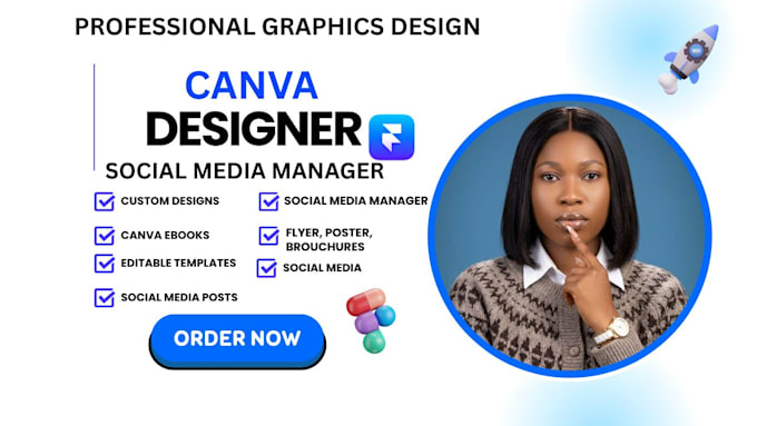 be your canva virtual assistant for social media, presentations and canva design