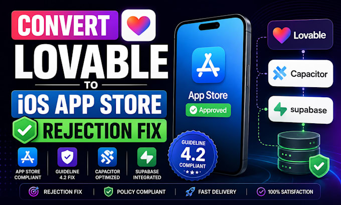 convert lovable to ios app store rejection fix capacitor guideline 42 supabase