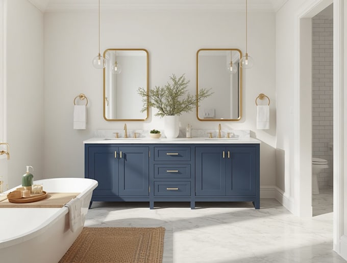 do bathroom interior design with realistic 3d renderings