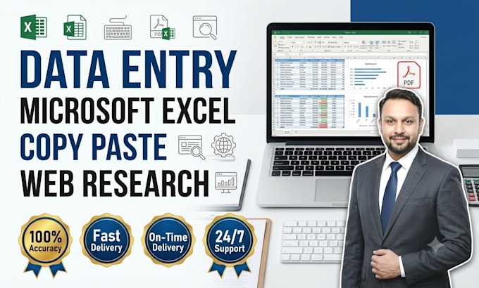 do accurate data entry, excel, copy paste, and web research