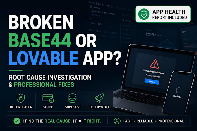 fix your broken base44 or lovable ai web app, debugging