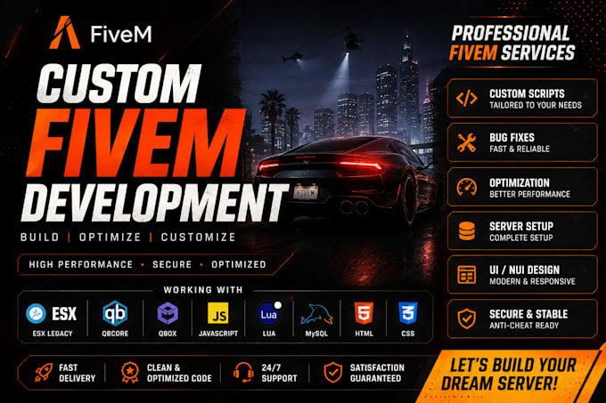 develop, fix, optimize, or customize your fivem server and scripts