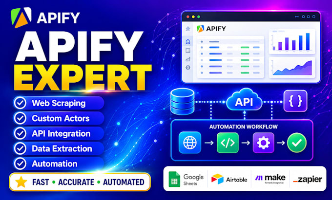 build apify web scraper, custom actor, API integration and data extraction