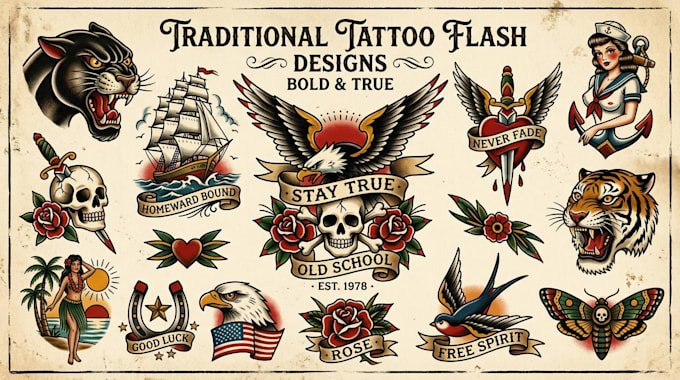 create awesome old school tattoo style design